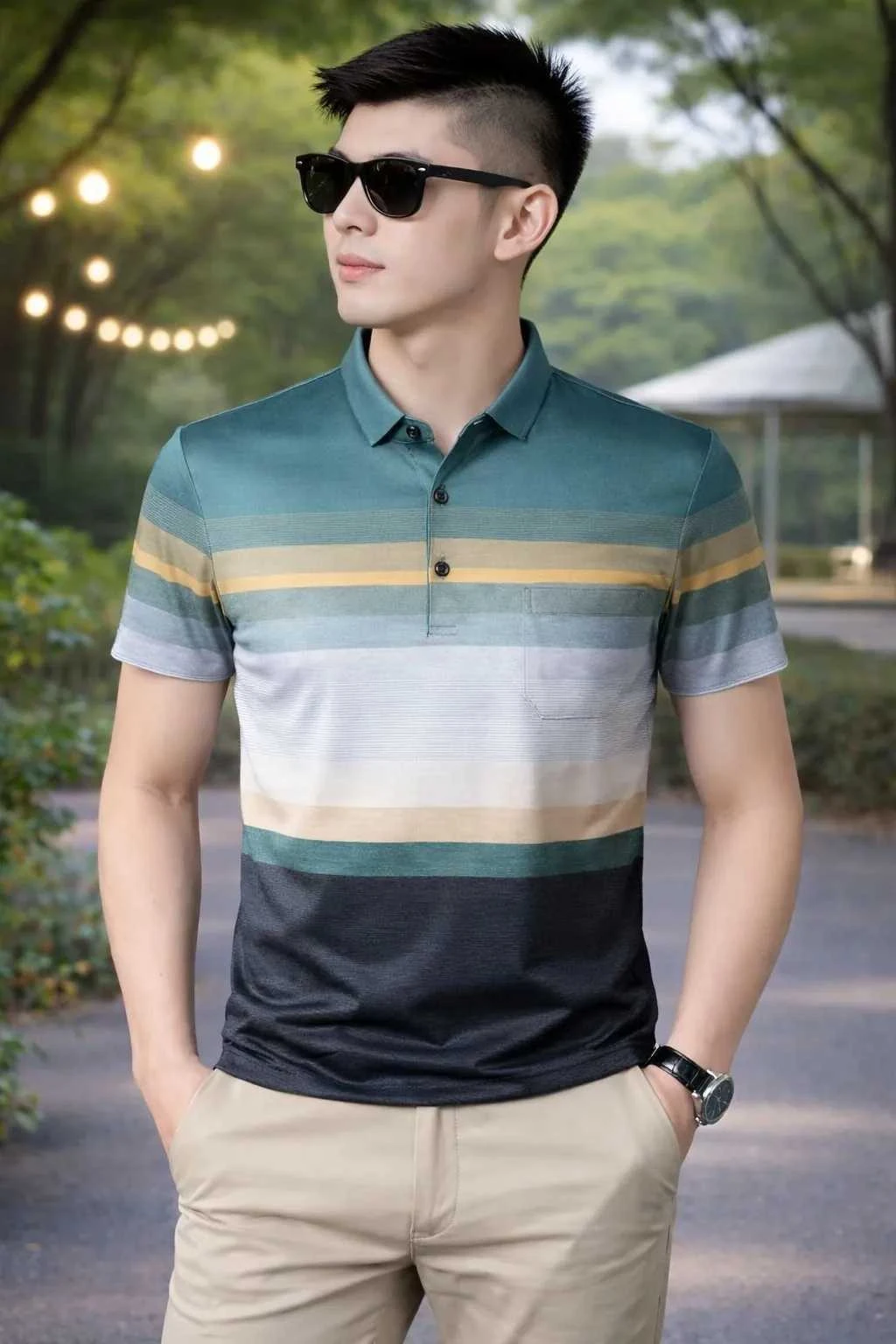 New Style Polo Shirt     Fabrics: 100% Polyester  Print: Premium Sublimation Print  T-Shirt GSM: 180  Available Size: M,L,XL  M:=Chest-38, Length-28  L=Chest-40, Length-29  XL=Chest-42, Length-30  নোট:চশমা ঘড়ি হবে না।   শুধু গেঞ্জি হবে।